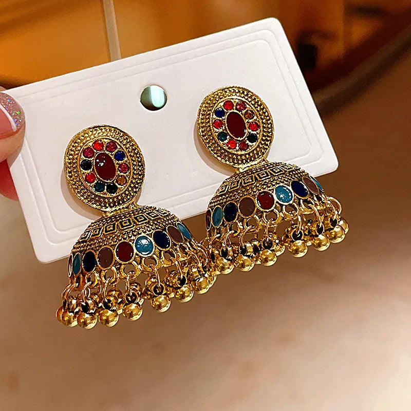Steel Needle - Golden round earing