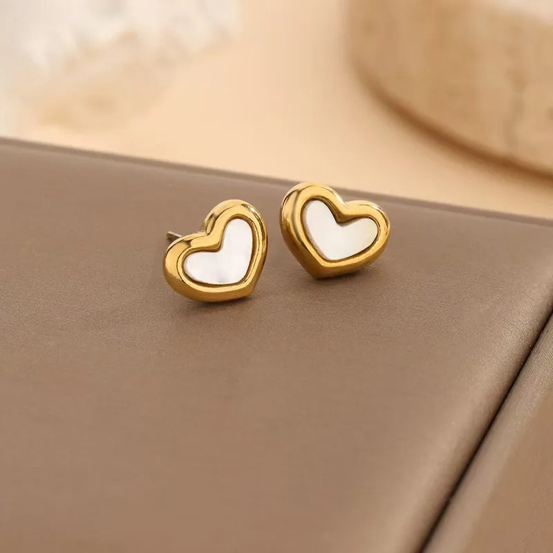 Gold Heart Jewelry set-stainless steel Necklace, Bracelet & Earrings(waterproof, Tarnish-free)