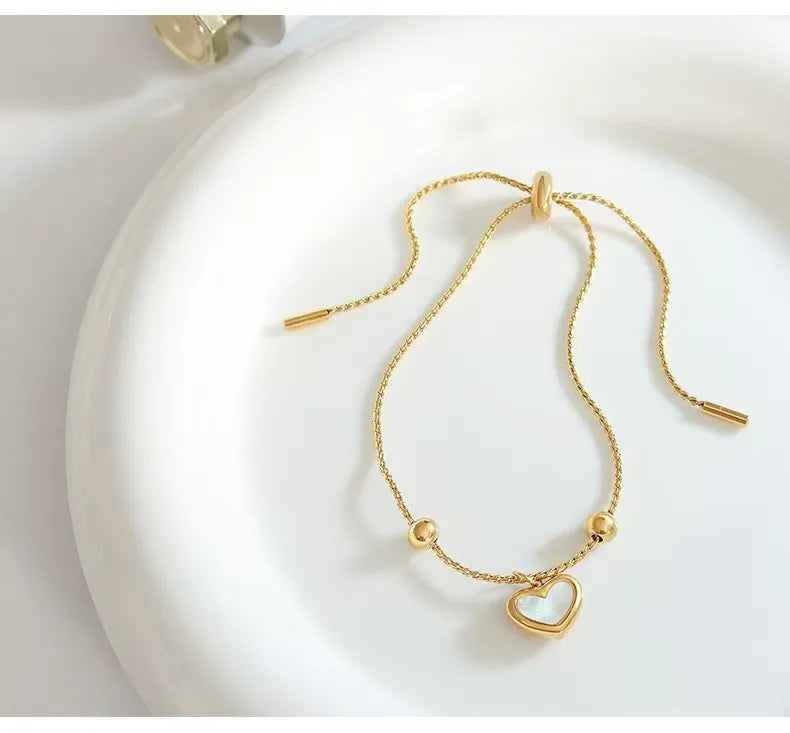 Gold Heart Jewelry set-stainless steel Necklace, Bracelet & Earrings(waterproof, Tarnish-free)