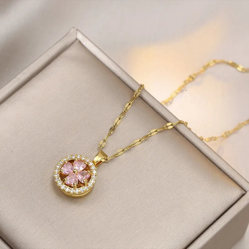 1 Set Heart Shape Jewelry Set Copper Diamond Women's Elegant