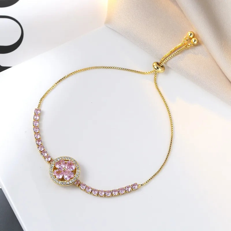 1 Set Heart Shape Jewelry Set Copper Diamond Women's Elegant
